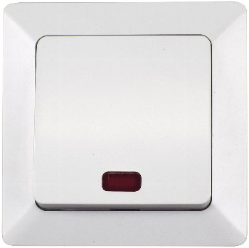 MILOS Kontroll-Schalter mit Lämpchen, 250V~/ 10A, inkl. Rahmen, UP, weiß matt