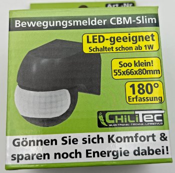 Aufputz Bewegungsmelder "CBM-Slim" 180°, LED geeignet, IP44, 1-800W, schwarz