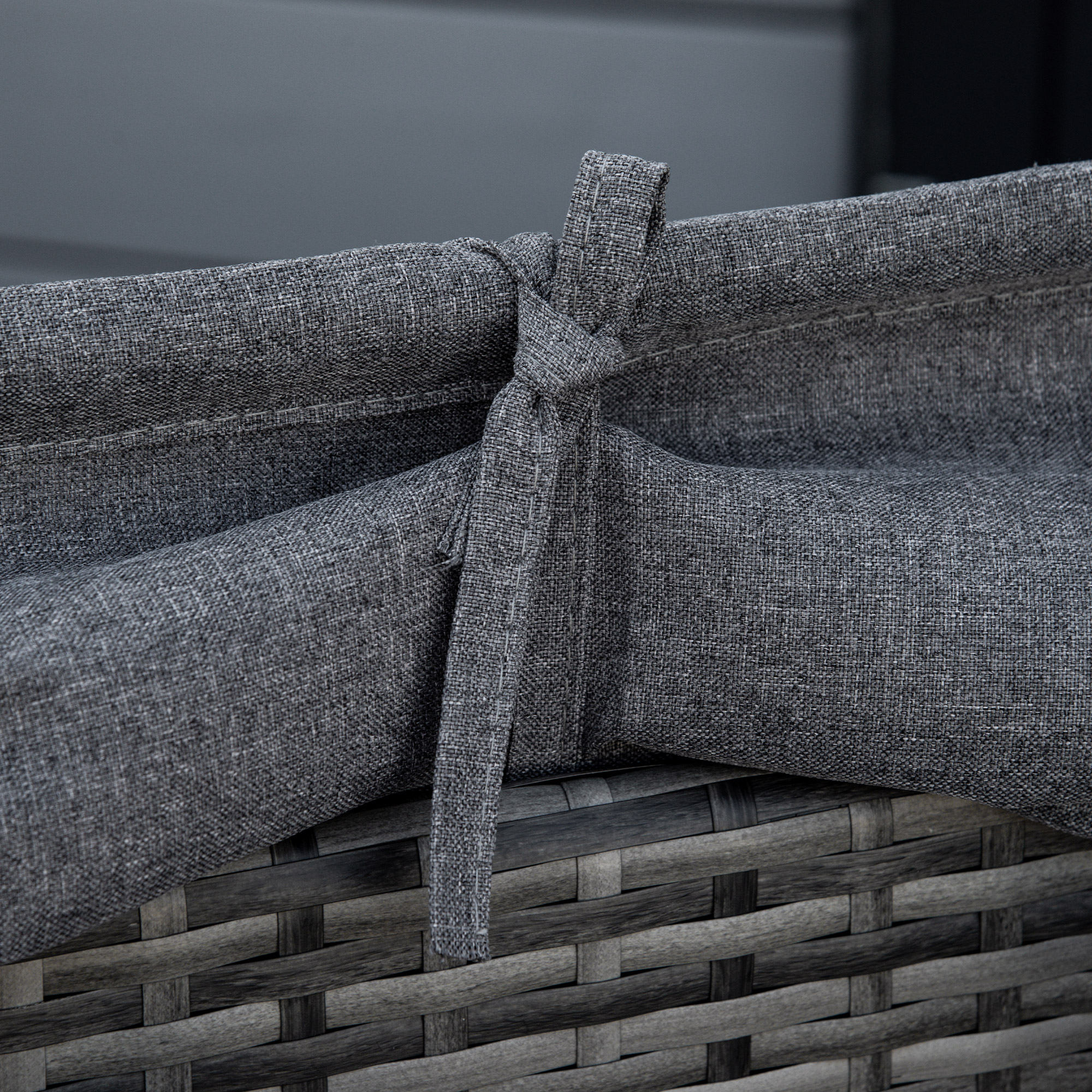 Rattan Sonneninsel 4-teilige Liegeinsel mit Sonnendach Sitzgruppe 4 Kissen Metall Grau 230 x 145 x 80 cm