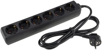 Schutzkontakt-Steckdosenleiste 6-fach, 3600W, 1,4mKabel, schwarz