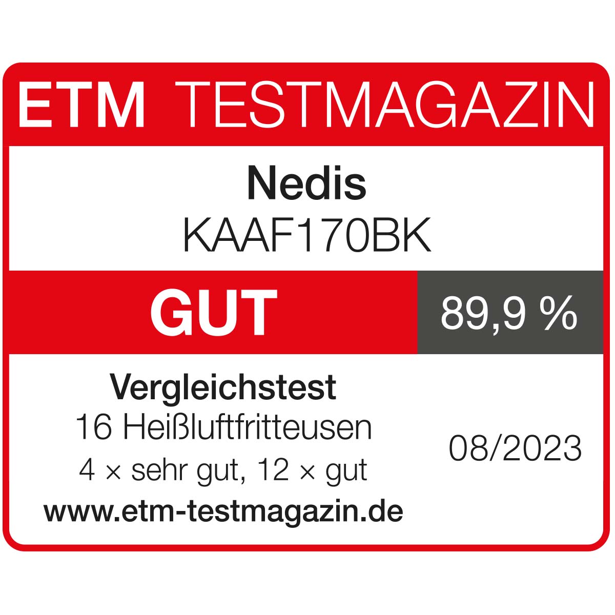 Heißluft Fritteuse | 7,2 l | Timer: 240 min | Anzahl voreingestellter Programme: 8 | Digital | schwarz