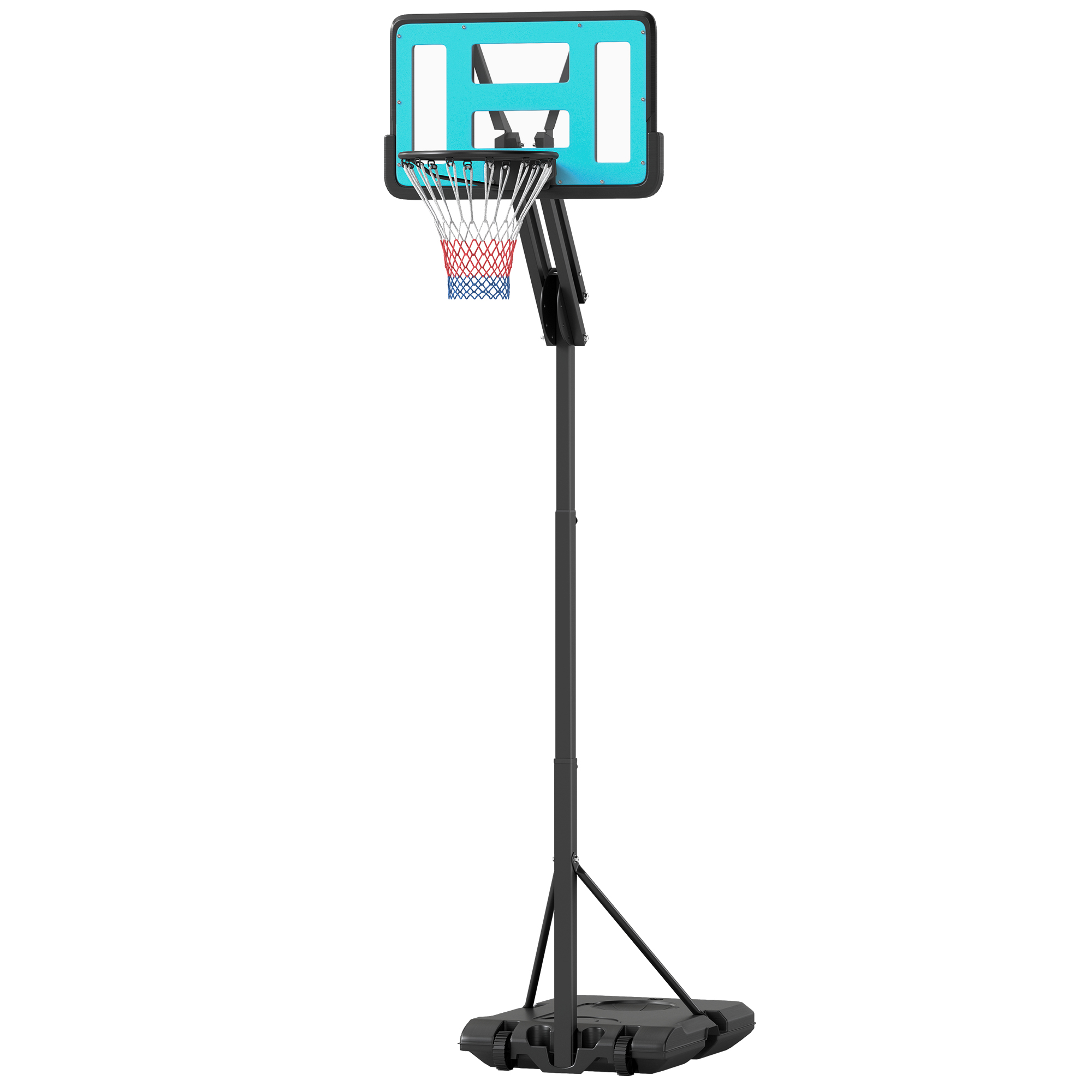 Basketballkorb, 146-236 cm höhenverstellbar, Basketballständer, rollbar, Stahl, Kunststoff, Schwarz