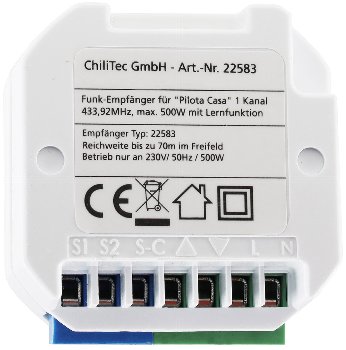 Funk-Empfänger RS für "Pilota Casa", max. 500W, für Rolladen-Steuerung