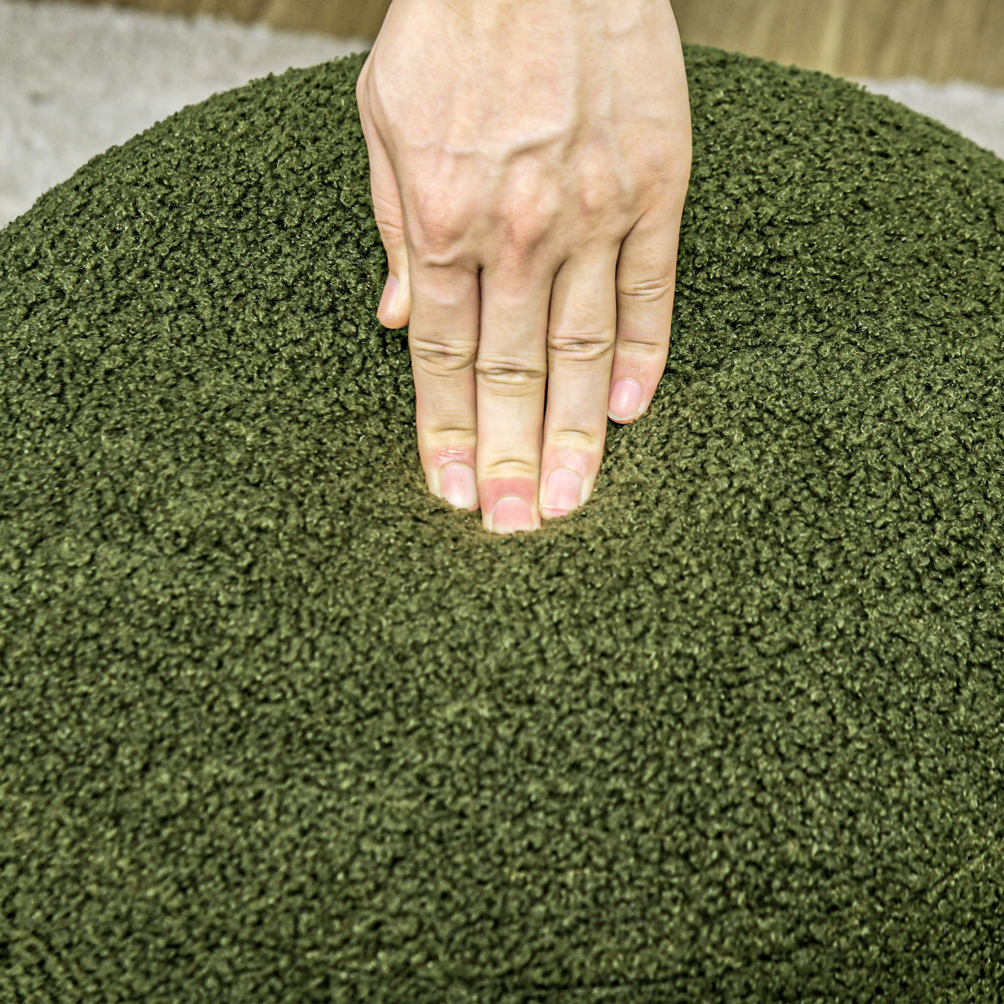 Hocker, rund, Teddyfleece, bis 120kg, ?40x45H cm, Grün