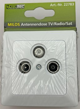 MILOS Antennendose TV+Radio+Sat, inkl. Rahmen, UP, weiß matt