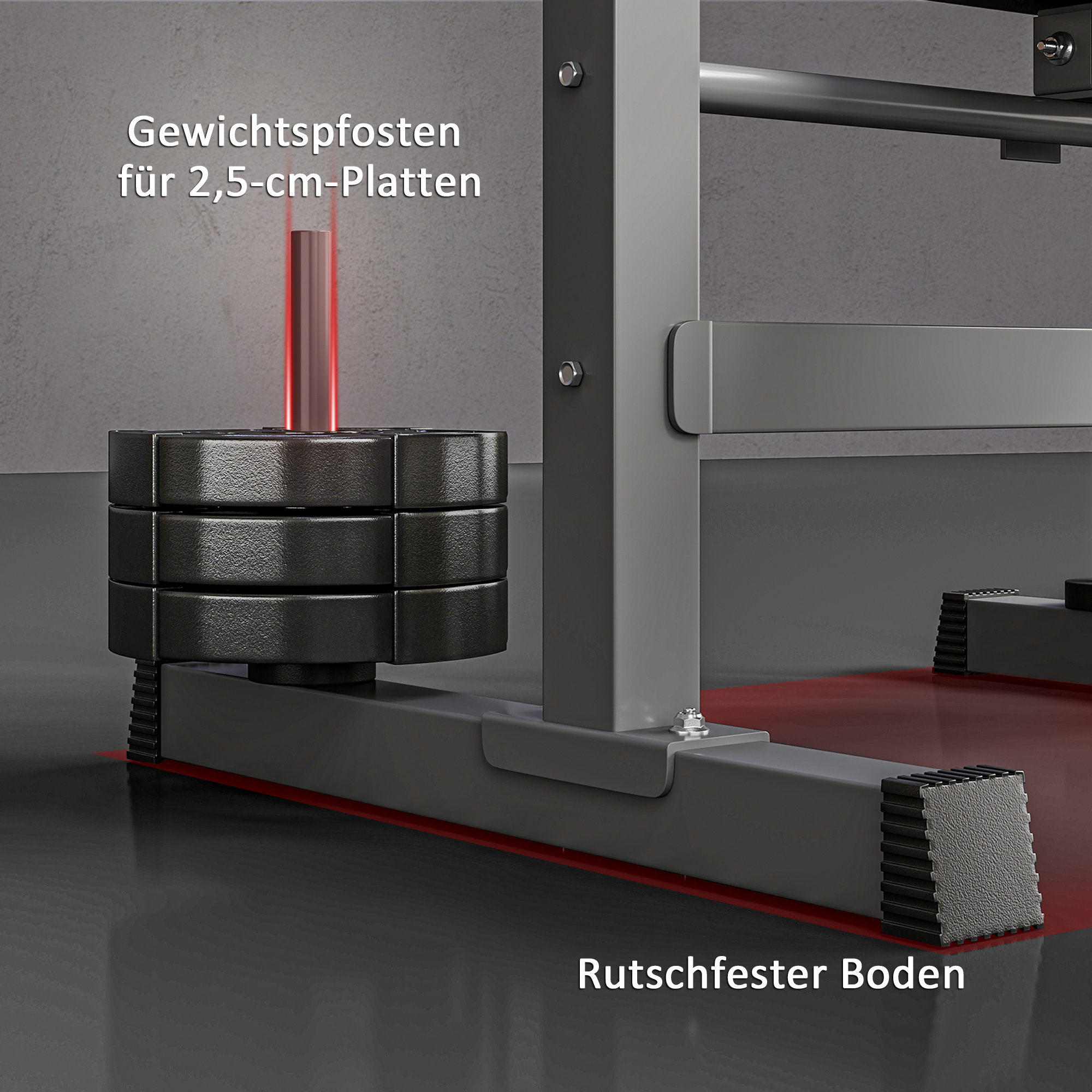 Hantelbank, 8 Positionen, klappbar, Stahlbasis, gepolstert, Kunstleder, 98-122H x 140L x 73B cm, Schwarz/Grau