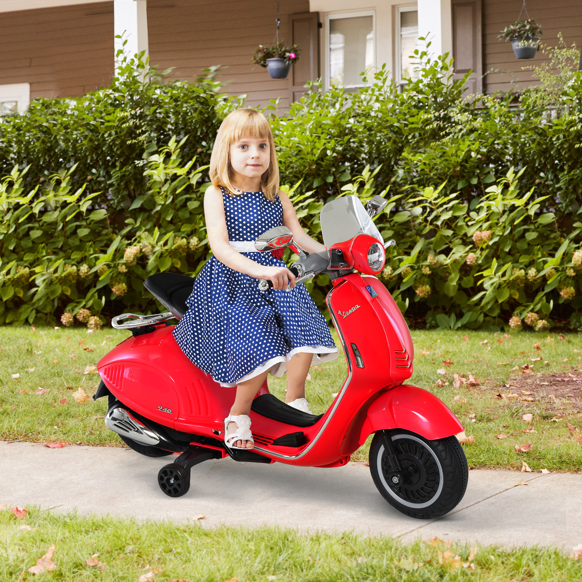 Elektro Kindermotorrad Elektromotorrad mit MP3, Musik, Scheinwerfer, Vor- und Rückwärtsgang, Kinder Elektro Motorrad für 3-6 Jahre Kinder, Rot