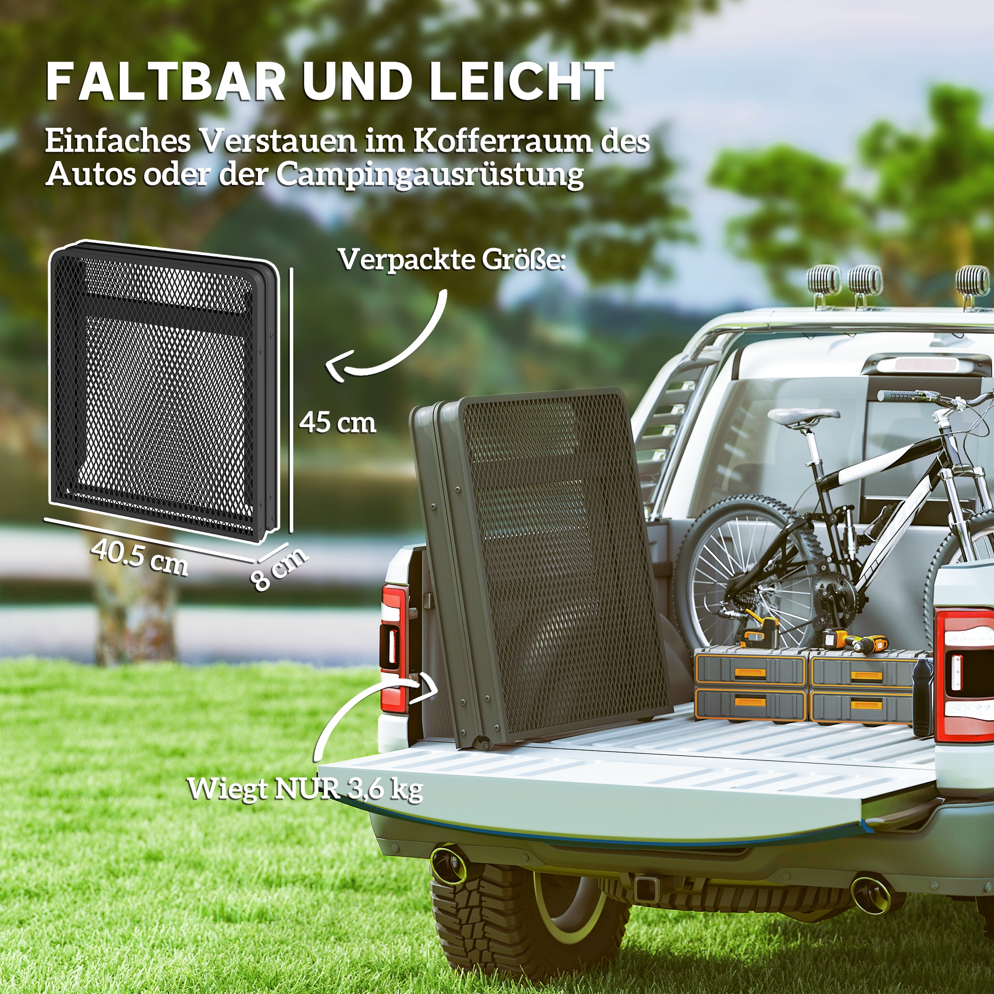 Campingtisch höhenverstellbar Klapptisch mit Metallgitter Klappbar aus Aluminium