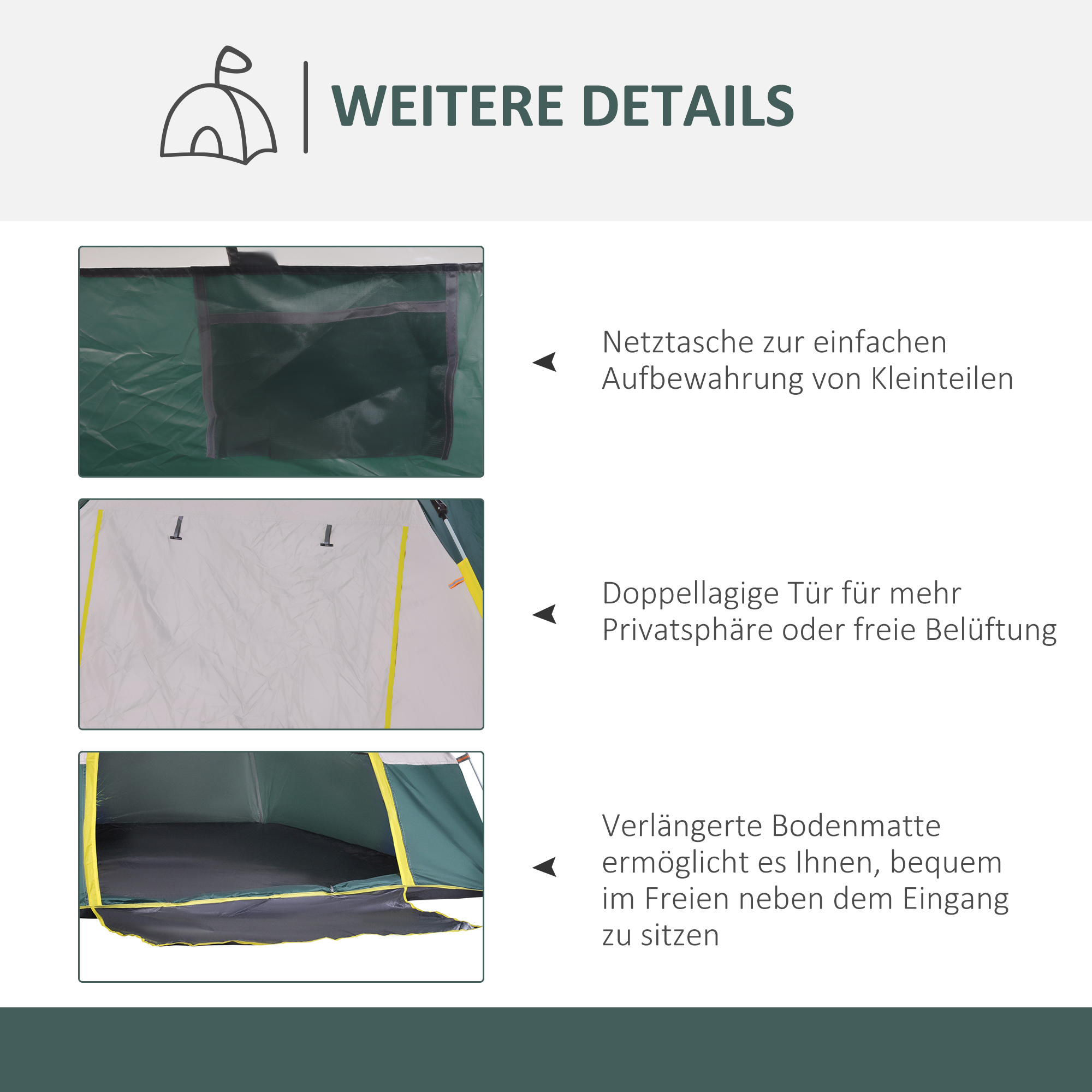 Campingzelt für 3 Personen Pop-up Kuppelzelt mit Fenster, Packtasche, Haken, Bodenplane, Familienzelt mit 1000mm Wassersäule Zelt für Camping Reise Trekking Garten