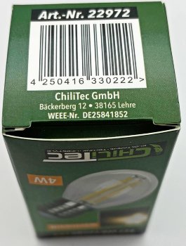 LED Tropfenlampe E27 "Filament T4", 3000k, 524lm, 230V/4W, warmweiß