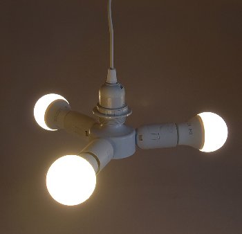 E27-Fassung "Triple", 3-fach Adapter, auf 3x E27-Schraubfassungen
