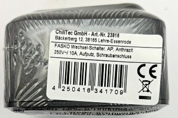 FASKO Wechsel-Schalter, AP, Anthrazit, 250V~/ 10A, Aufputz, Schraubanschluss