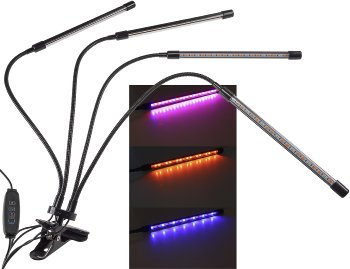LED Pflanzenlampe "CT-PFL" Rot+Blau, 4-fach, Klemmhalter, Kabel-Fernbedienung