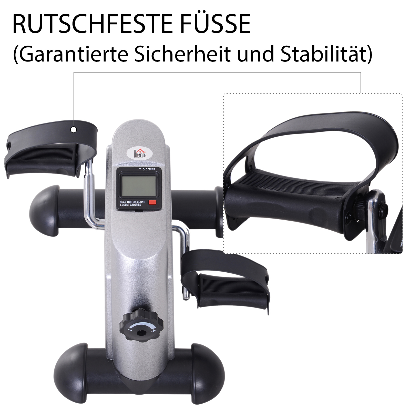 Mini Heimtrainer Arm-und Beintrainer Pedaltrainer für Senioren mit LCD-Display verstellbarer Widerstand Fitnessbike Hometrainer für Zuhause Heim Büro 35 x 40 x 31 cm Silber