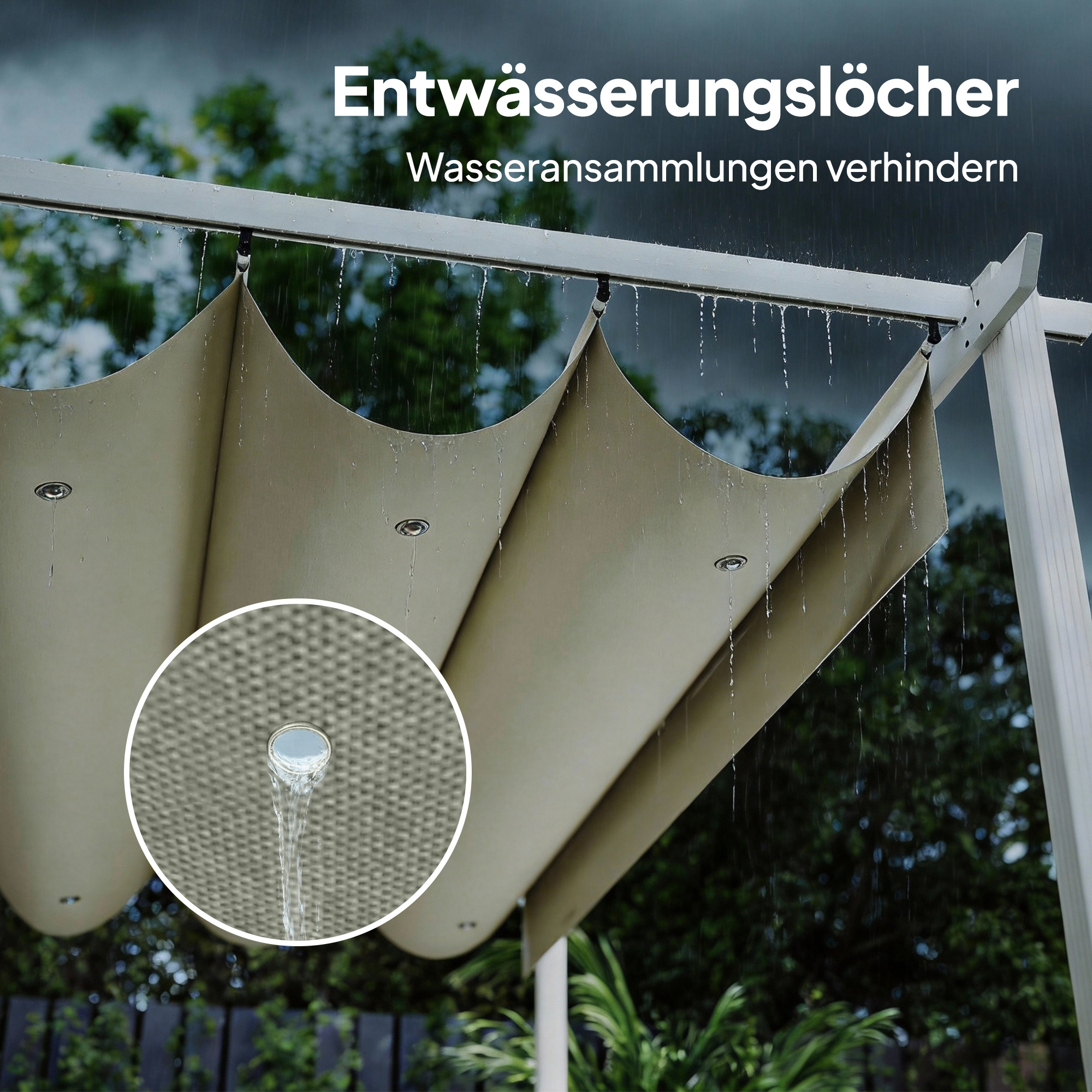 Pergola 3 x 4 m Terrassenüberdachung mit Schiebedach, magnetische Verschlüsse, UV30+ Beige
