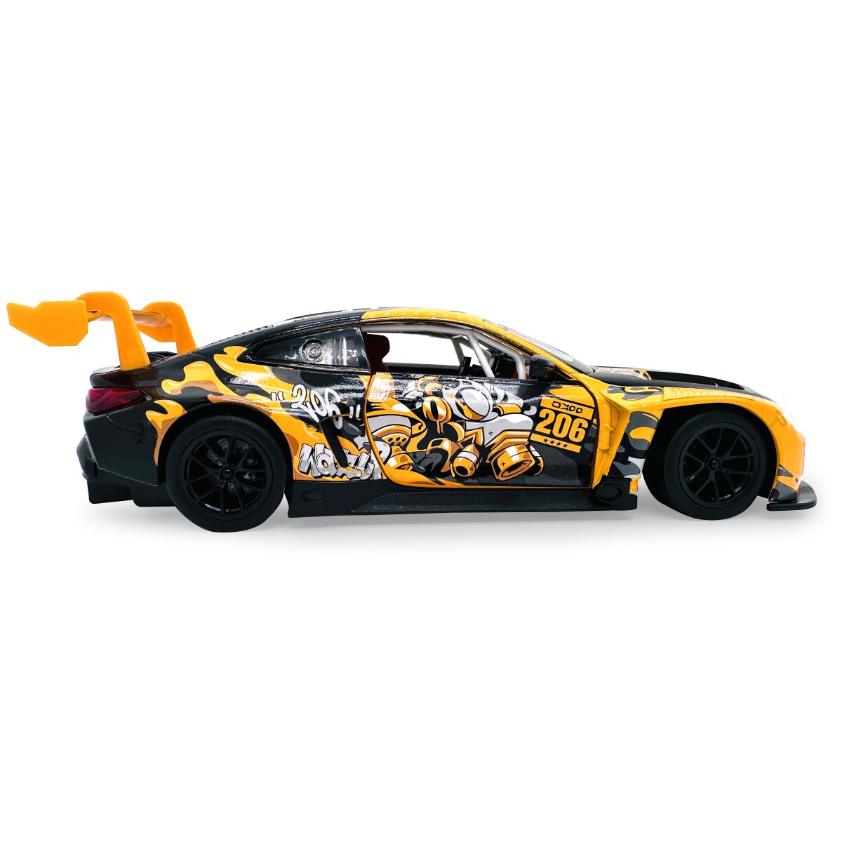 BMW M4 GT3 Diecast 1:24 gelb inkl. Knopfzellen