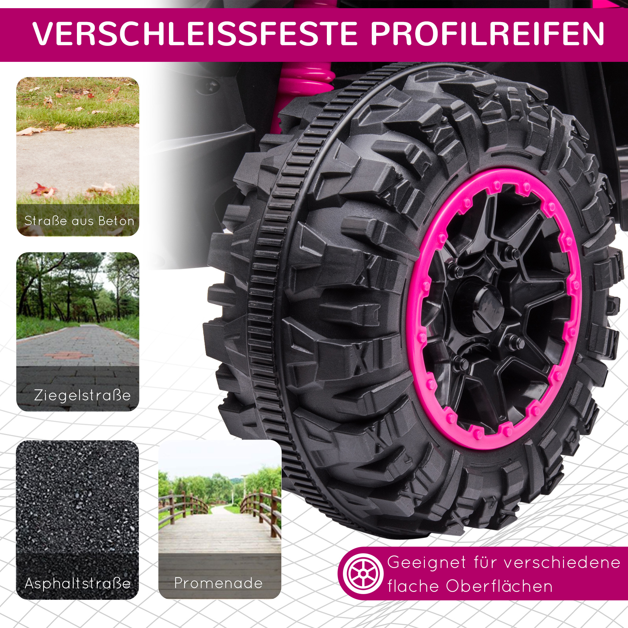 Elektro Kinderquad, 3-6 km/h, Licht/Musik, für 3-5 Jahre, bis 25kg, Rosa/Schwarz