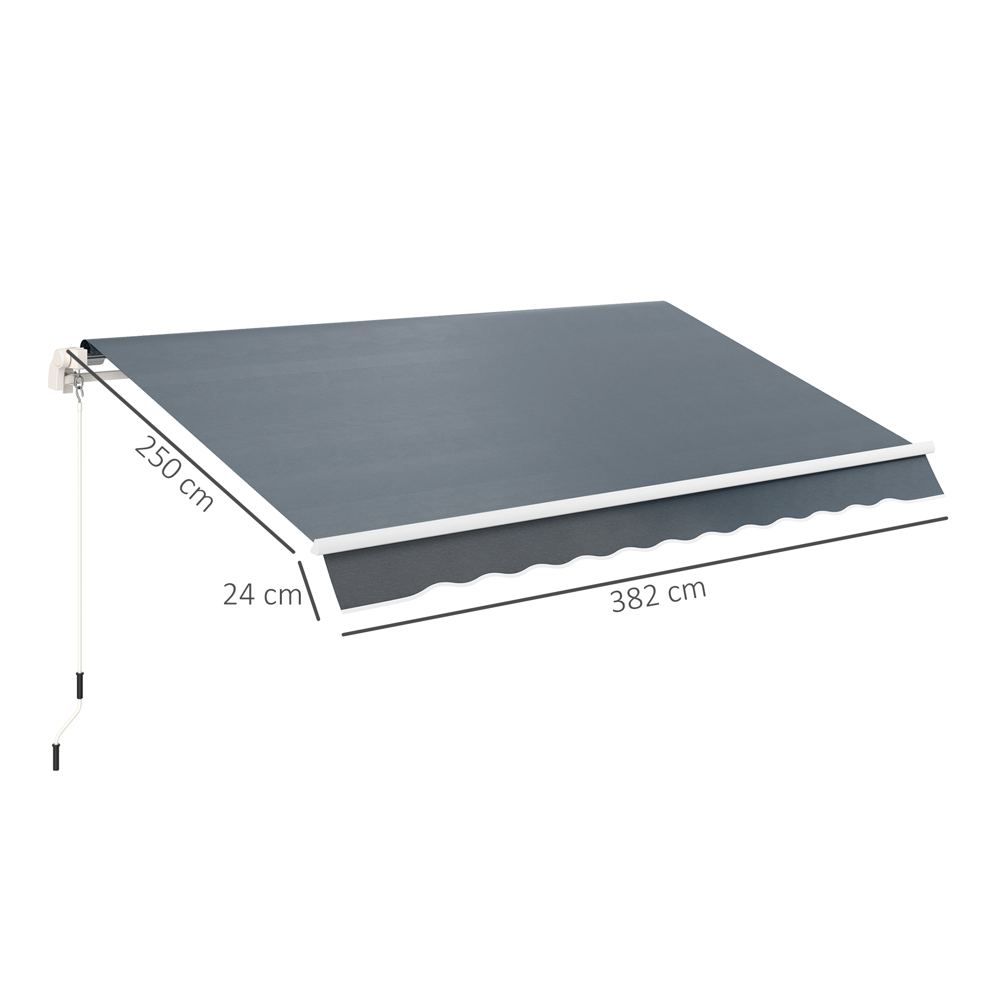 Markisenbespannung Markisenstoff mit Volant Wasserabweisend Ersatzstoff für 4 x 3  m Markisen Grau