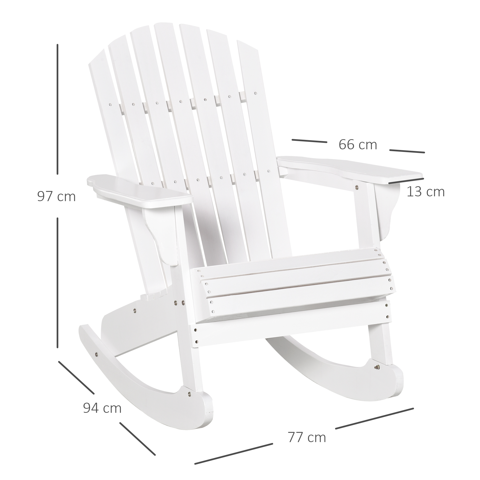 Adirondack Gartenstuhl Schaukelstuhl Schaukelsessel Gartensessel Gartenmöbel Balkonstuhl Weiß 77 x 94 x 97 cm