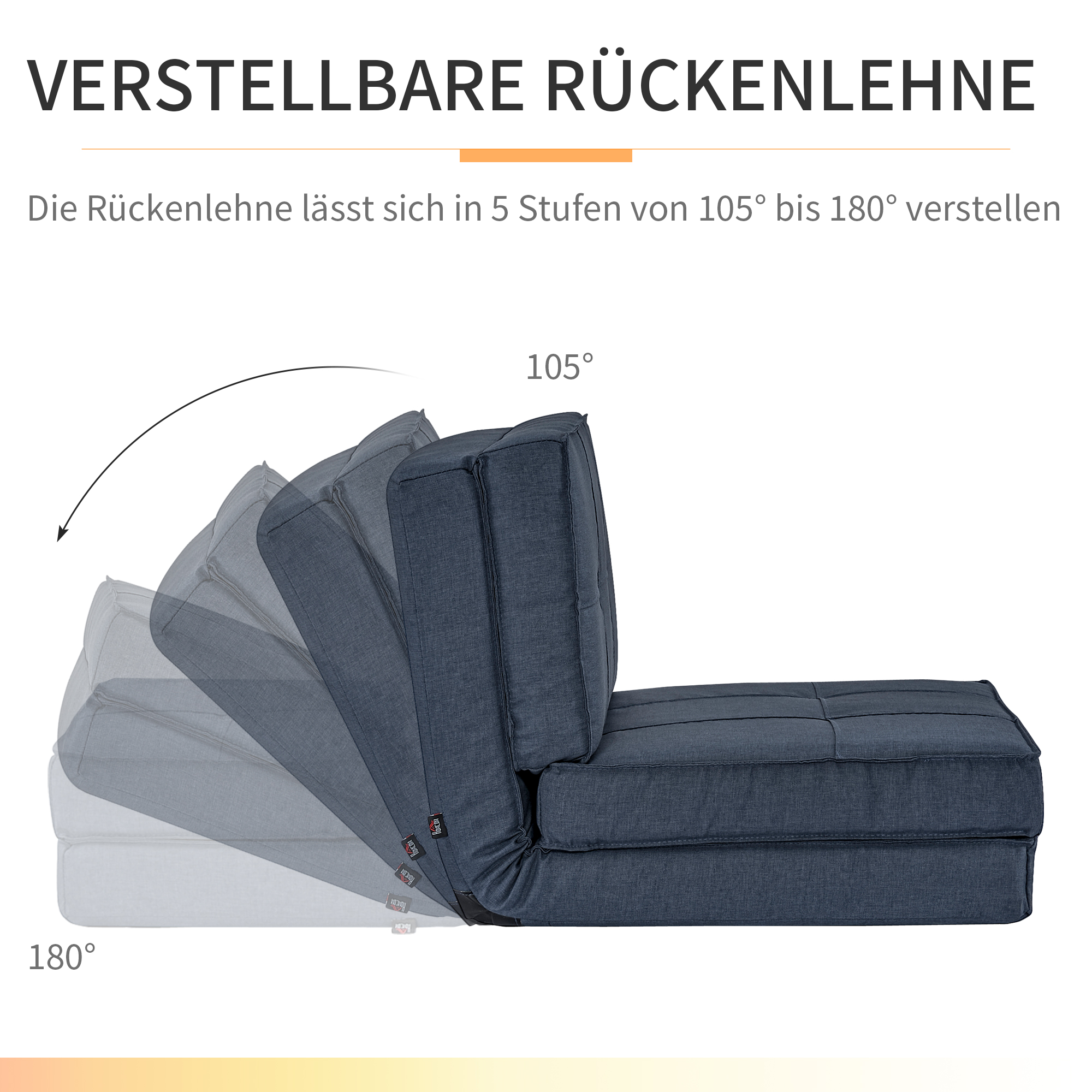 Bodensofa klappbar Schlafsessel Bodenstuhl 5-stuhfig verstellbar Klappsessel Schlafsofa Sofabett Einzelsofa Blau 61 x 73 x 58 cm