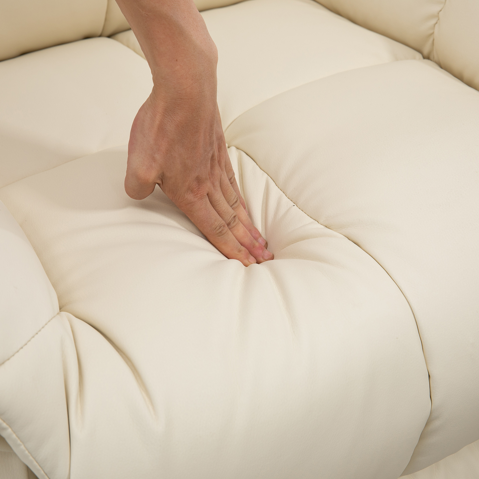 Massagesessel, Relaxsessel, 8 Vibrationspunkte, Liegefunktion, Kunstleder, cremeweiß, 94x99x99cm