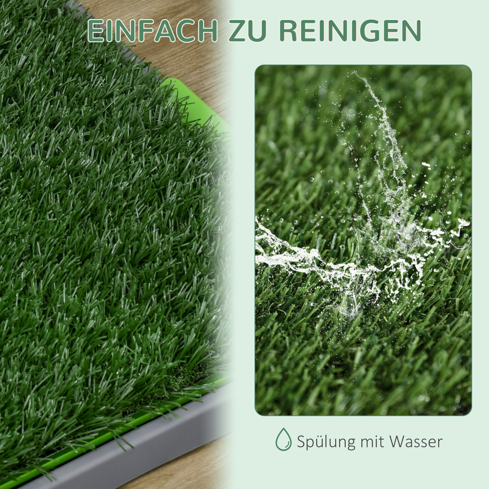 Hundetoilette mit Kunstrasen, Drainagelöcher, auslaufsicher, 67x41x3,5cm, Grün