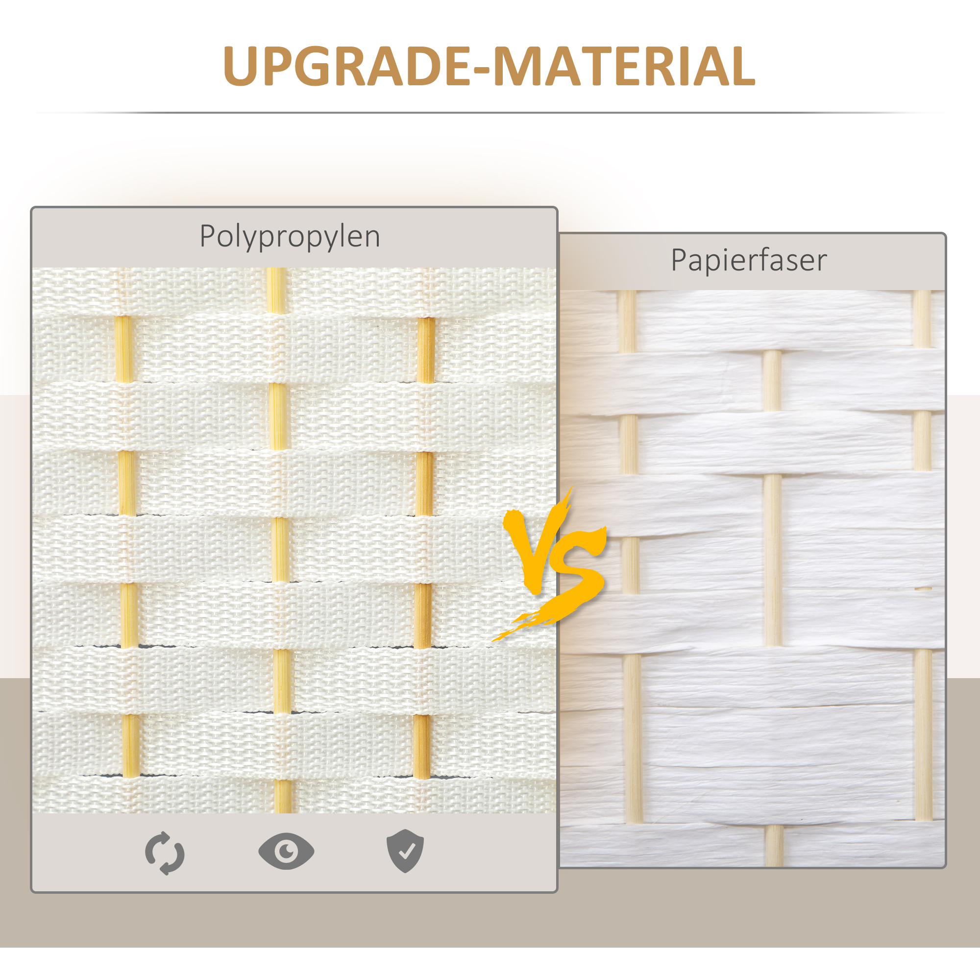 4-teiliger Raumtrenner, Faltbarer Sichtschutz, Sichtschutzwand für Wohnzimmer, Schlafzimmer, Homeoffice, Weiß