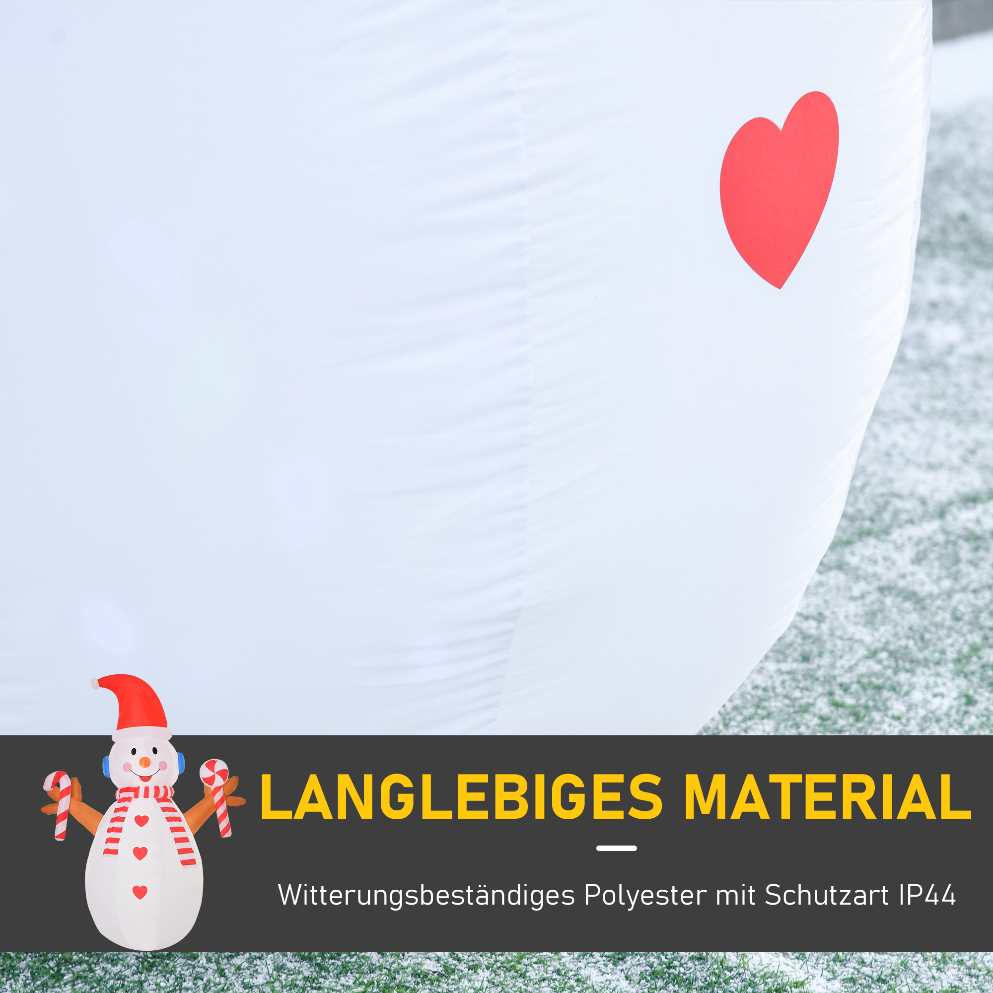 2,4 m aufblasbarer Schneemann mit rotierender Beleuchtung Weihnachtsdeko  für den Innen- und Außenbereich Garten Rasendekoration Party Weiß+Rot 180 x 100 x 240 cm