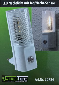 LED Nachtlicht mit Tag/Nacht-Sensor, 230V, warmweiße LEDs, nur 1W