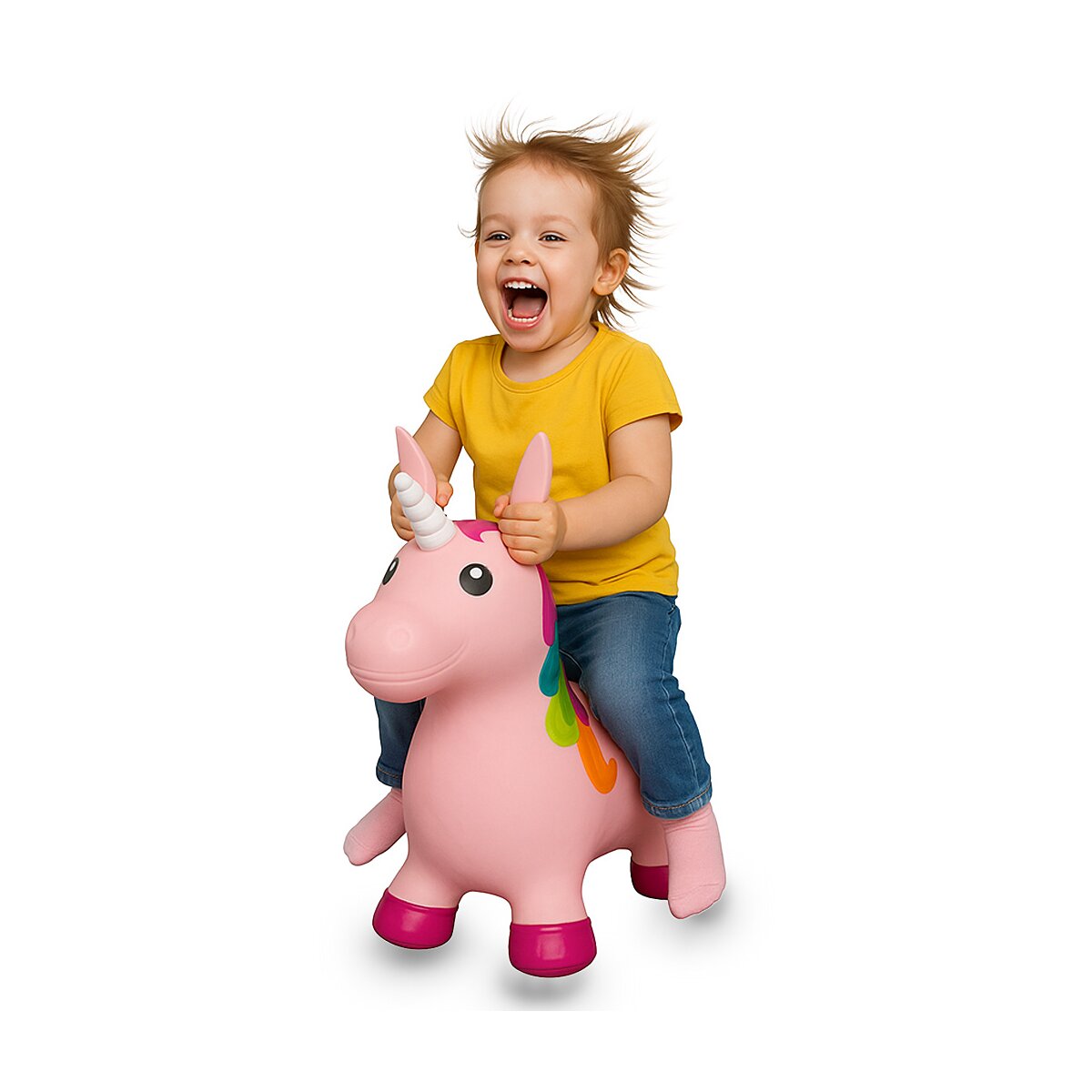 Hüpftier Einhorn HoppyDoo bunt mit Pumpe