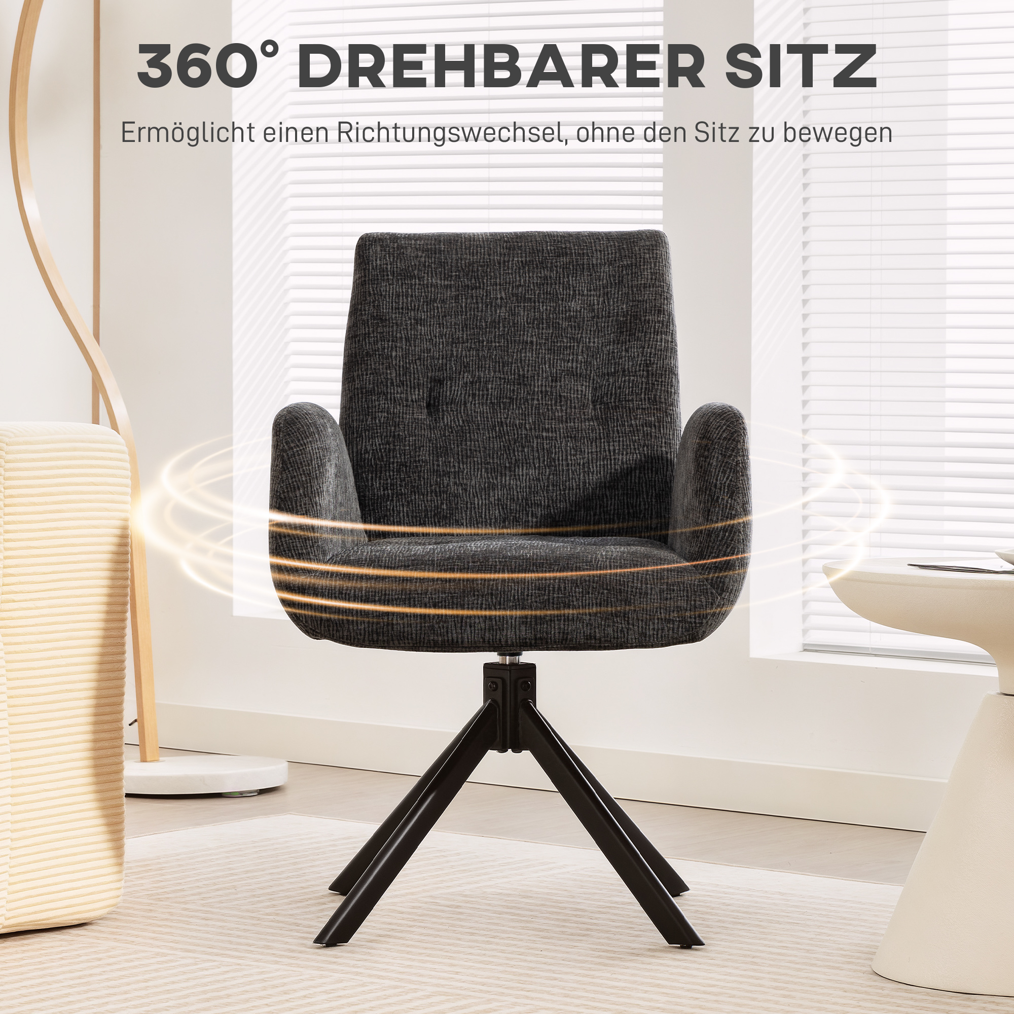 Polstersessel, Akzentsessel, modernes Design, drehbar, bis 120 kg, Schwarz