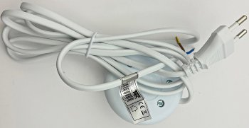 Netzkabel mit Fußschalter, blanke Enden, 2m lang, weiß