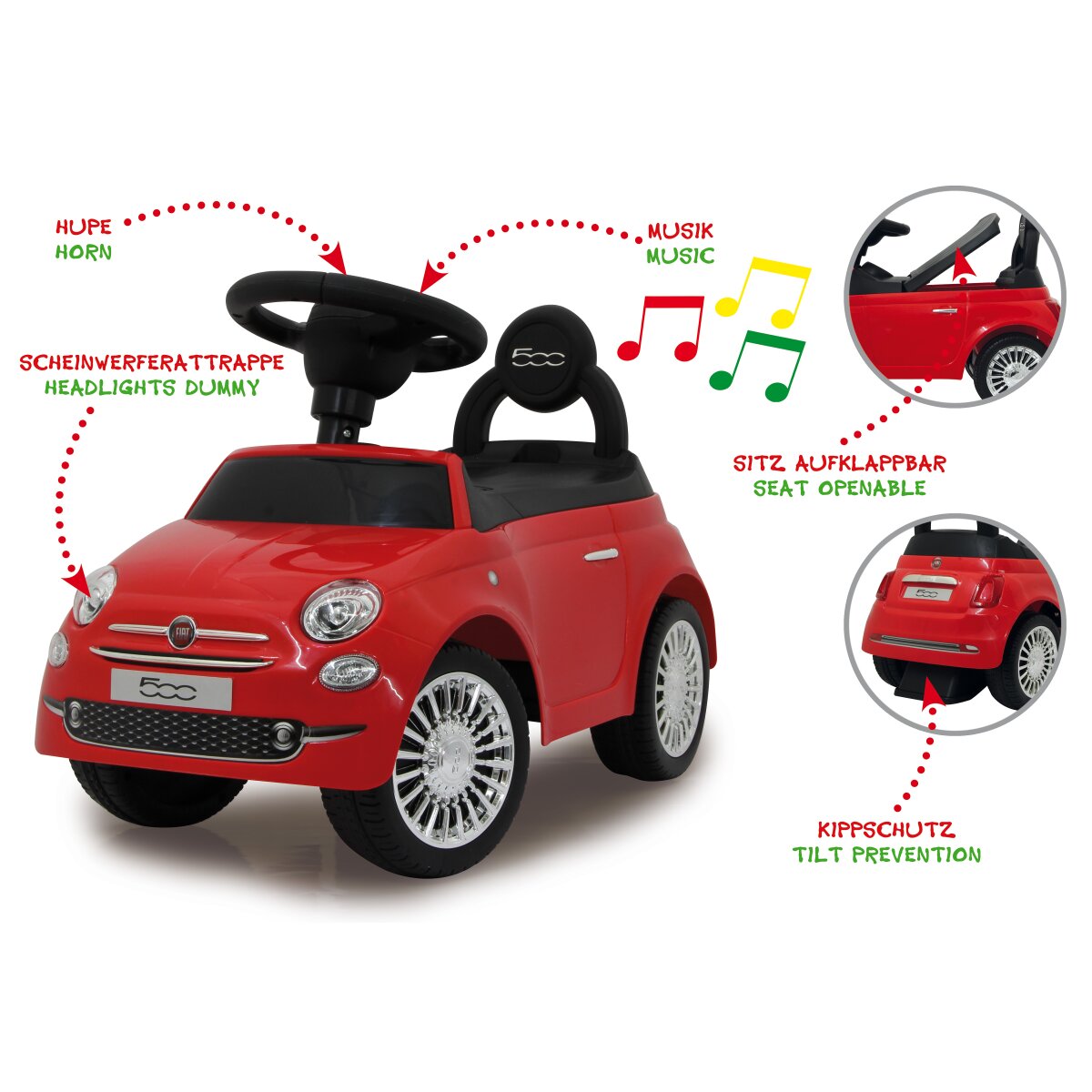 Rutscher Fiat 500 rot 2in1 Rutscher Fiat 500 rot 2in1