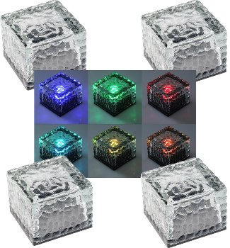 Solar Dekosteine IP65, 4er Set, mit Dämmerungssensor, RGB