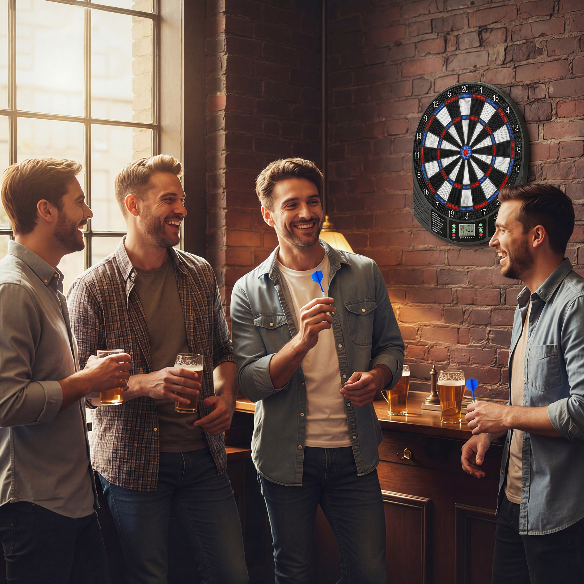 Elektronisches Dartboard für 1-8 Spieler, LCD-Display, 6 Dartsets, Bunt