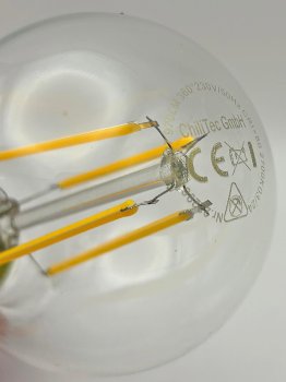 LED Glühlampe E27 "Filament G60k" klar, 3000K, 919lm, 230V / 8W, warmweiß