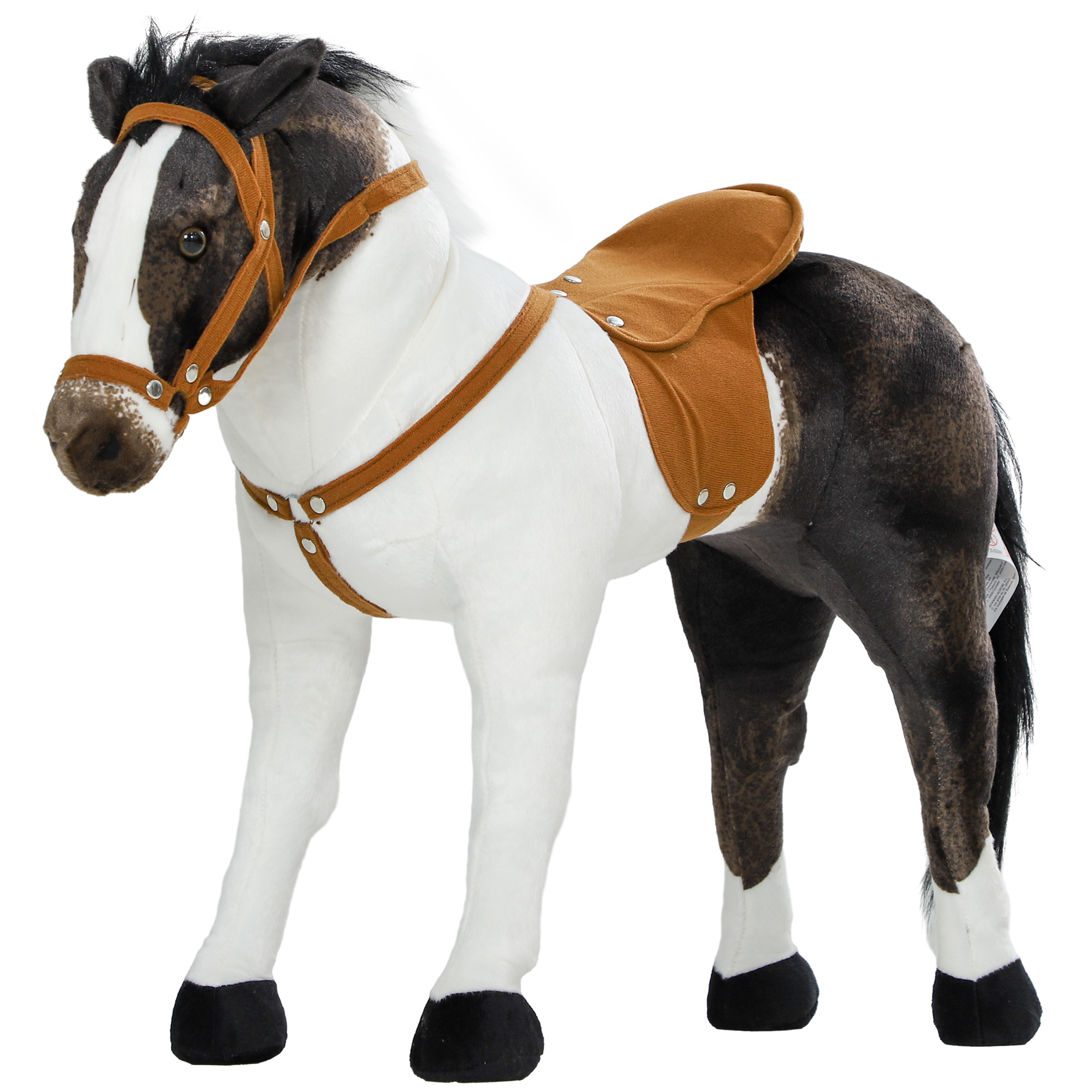 Schaukelpferd mit Soundeffekten, weiches Fell, für 3-8 Jahre, 85 x 28 x 60 cm, Braun/Cremeweiß