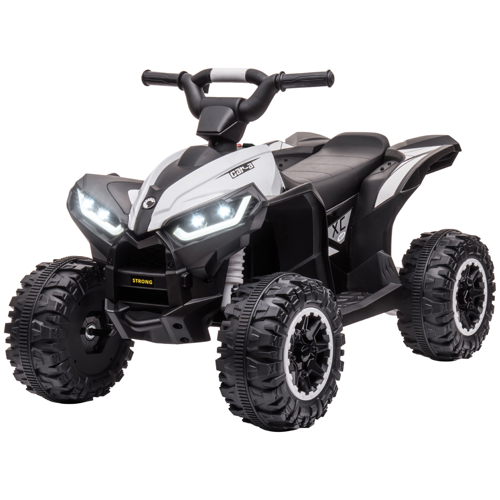 Kinder-Quad Elektrisches Kinderauto, 6 km/h, Sound- und Lichteffekte, : 83 cm x 53 cm x 55,5 cm, Schwarz + Weiß