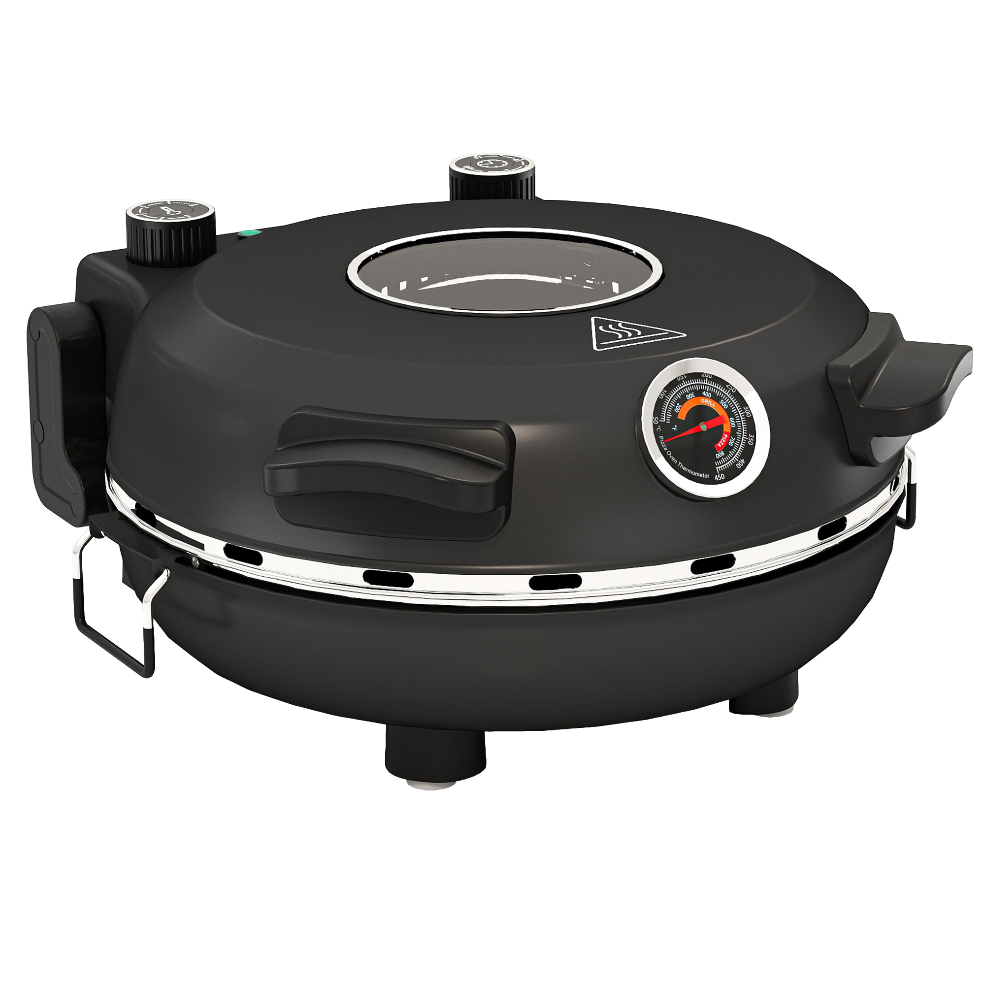 Pizzaofen elektrisch 430 ?, 1200 Watt Pizzabäcker mit 30cm Steinplatte Timer Sichtfenster Edelstahl Schwarz Pizzaofen elektrisch 430 ℃, 1200 Watt Pizzabäcker mit 30cm Steinplatte Timer Sichtfenster Edelstahl Schwarz