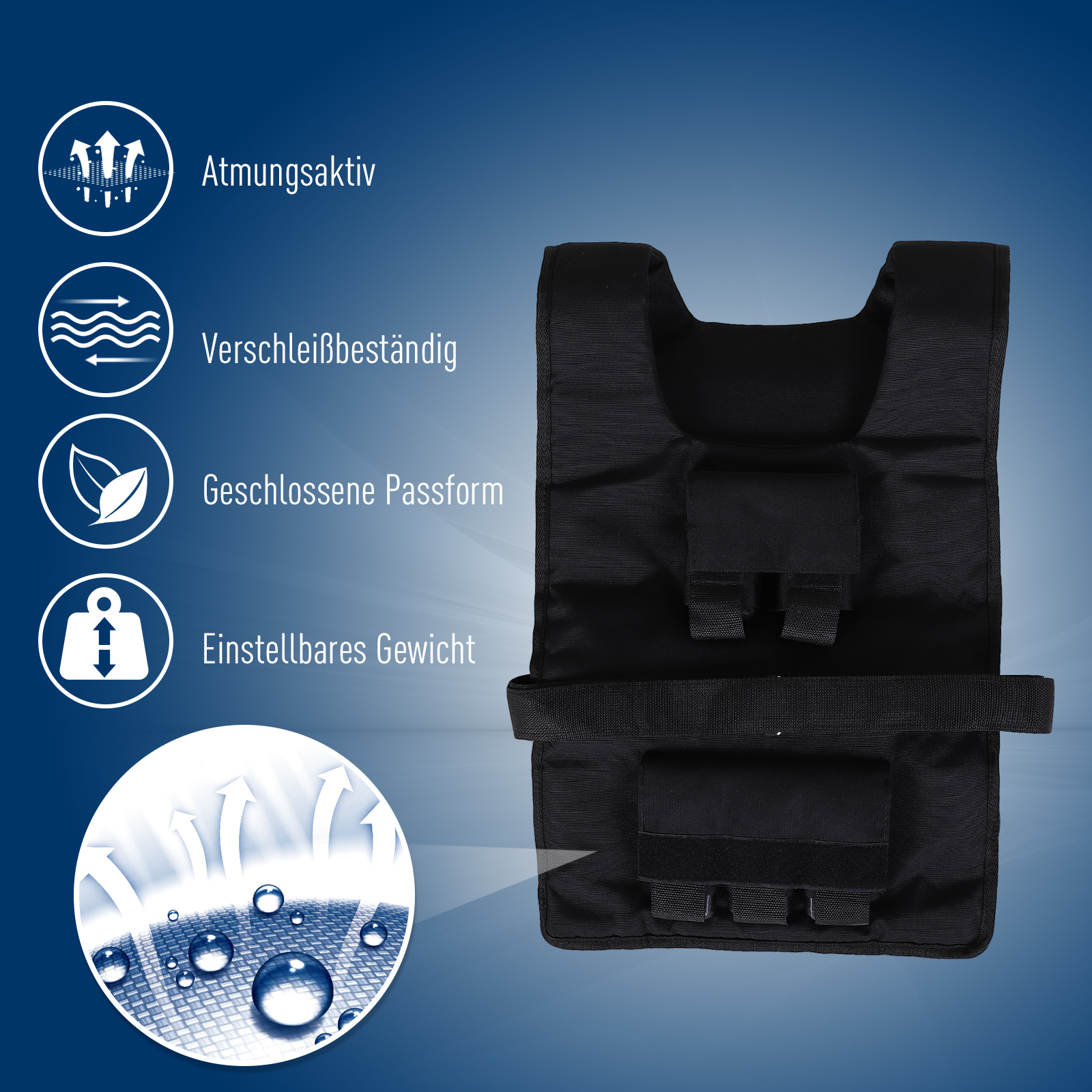 Gewichtsweste 15 KG / 20 KG / 30 KG verstellbare Trainingsweste mit herausnehmenbar Gewichten Laufweste Damen Herren für Muskelaufbau Krafttraining, Laufen, Fitness, Cross Training