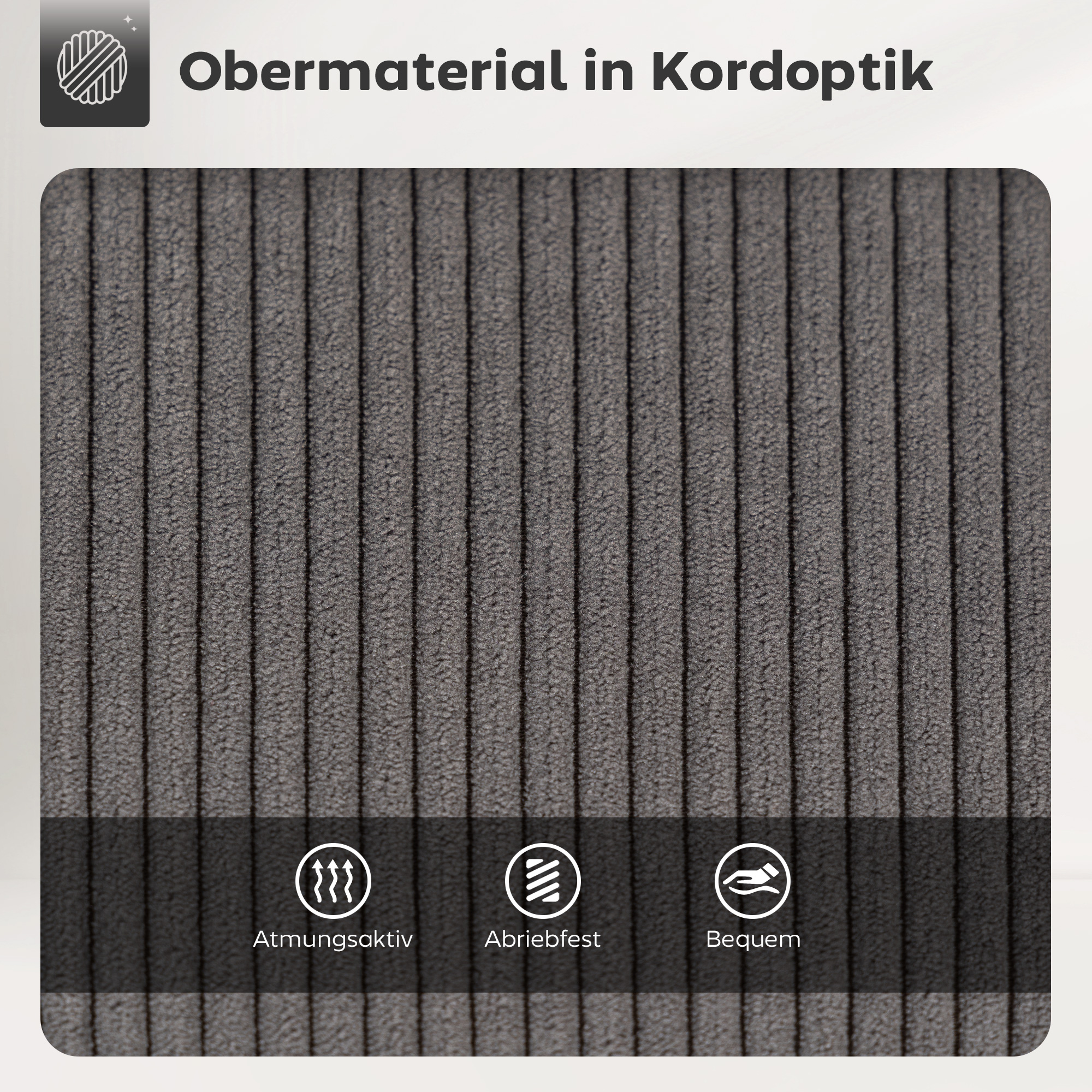 2er-Set Barstühle mit Cordbezug und Stahlbeinen, Polsterstühle für Kücheninsel, Esszimmer, Grau