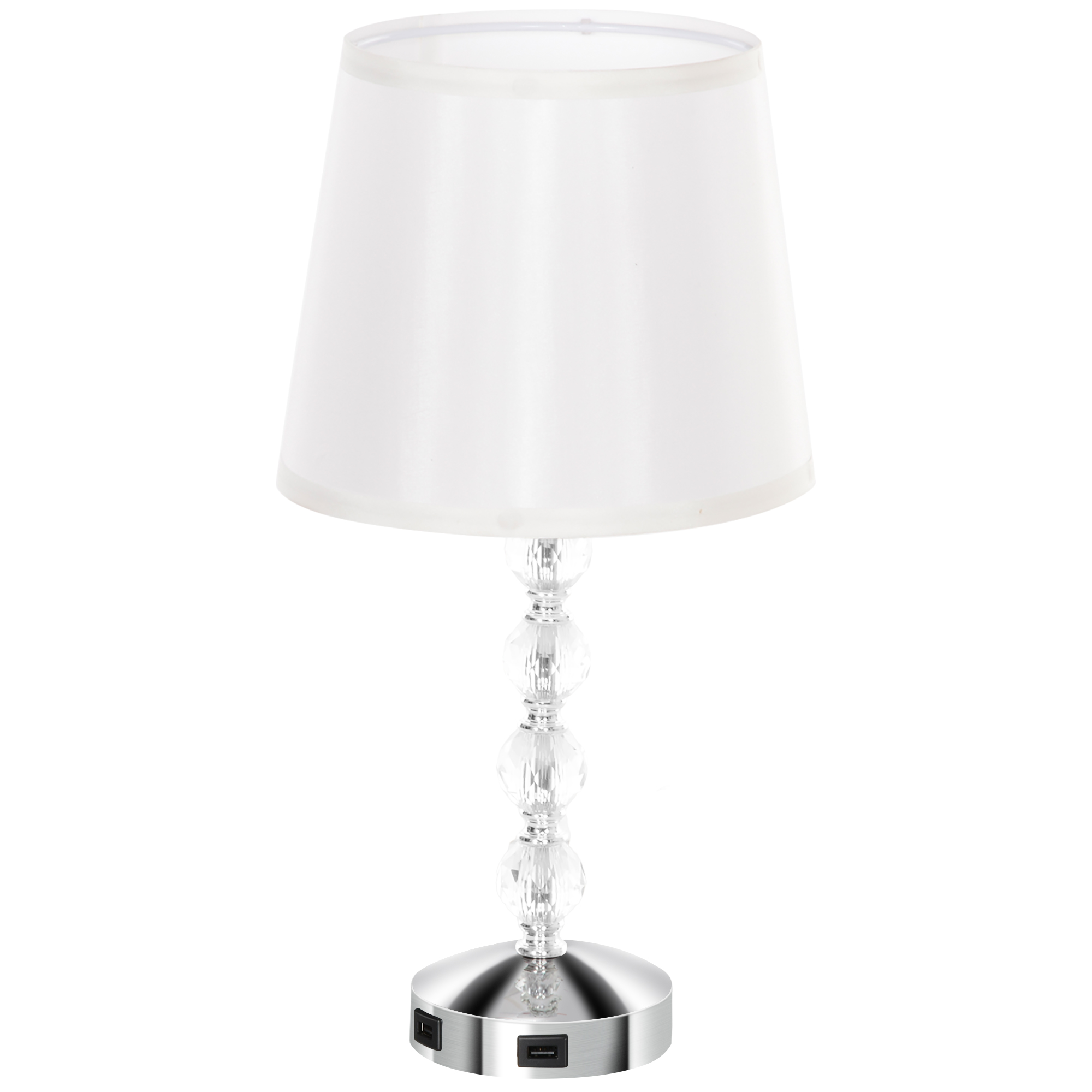 Kristall-Tischleuchte, Touch-Schalter, USB-Ladeanschluss, Ø23x45 cm, Silber