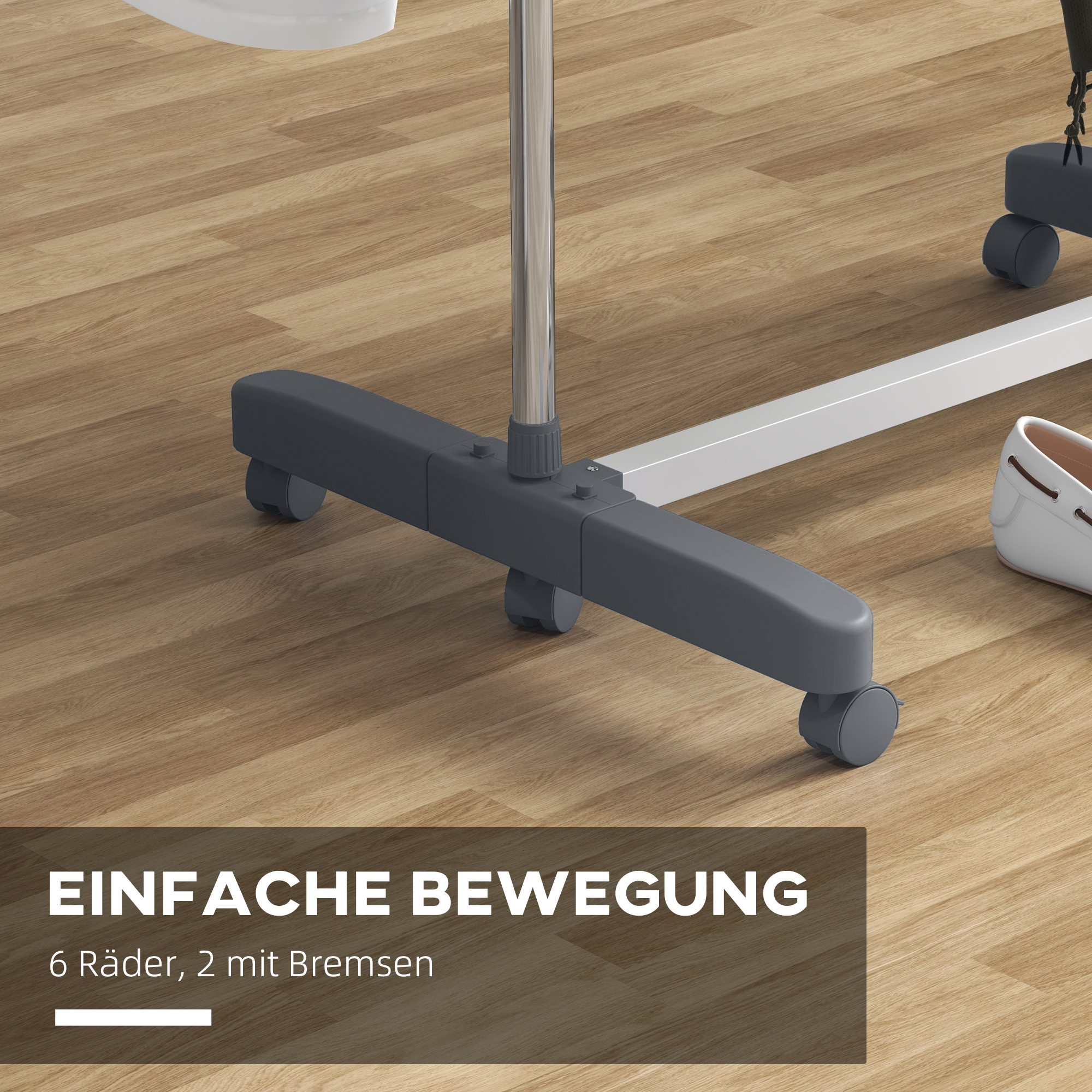 Wäschenständer Wäschetrockner 5 Ebenen, klappbar, One-Klick-System, 142 cm x 55 cm x1 72 cm, Grau + Silber