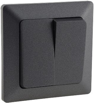 MILOS Serien-Schalter 2-fach, Anthrazit, 250V~/ 10A, inkl. Rahmen, UP
