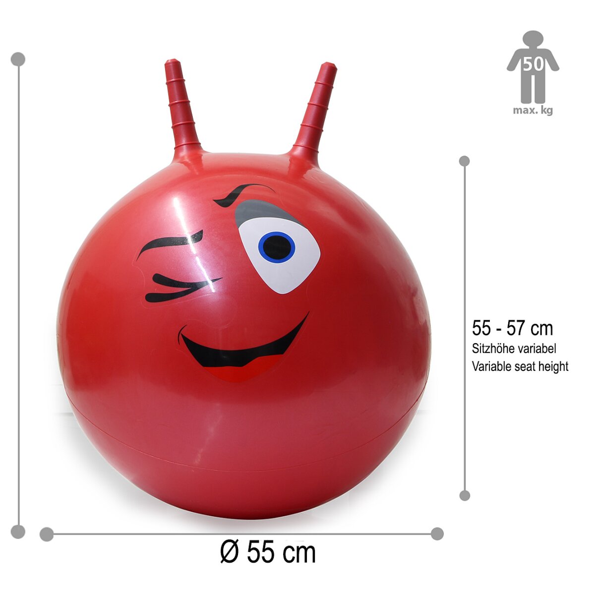 Hüpfball EyeHoppyDoo rot 550mm mit Pumpe