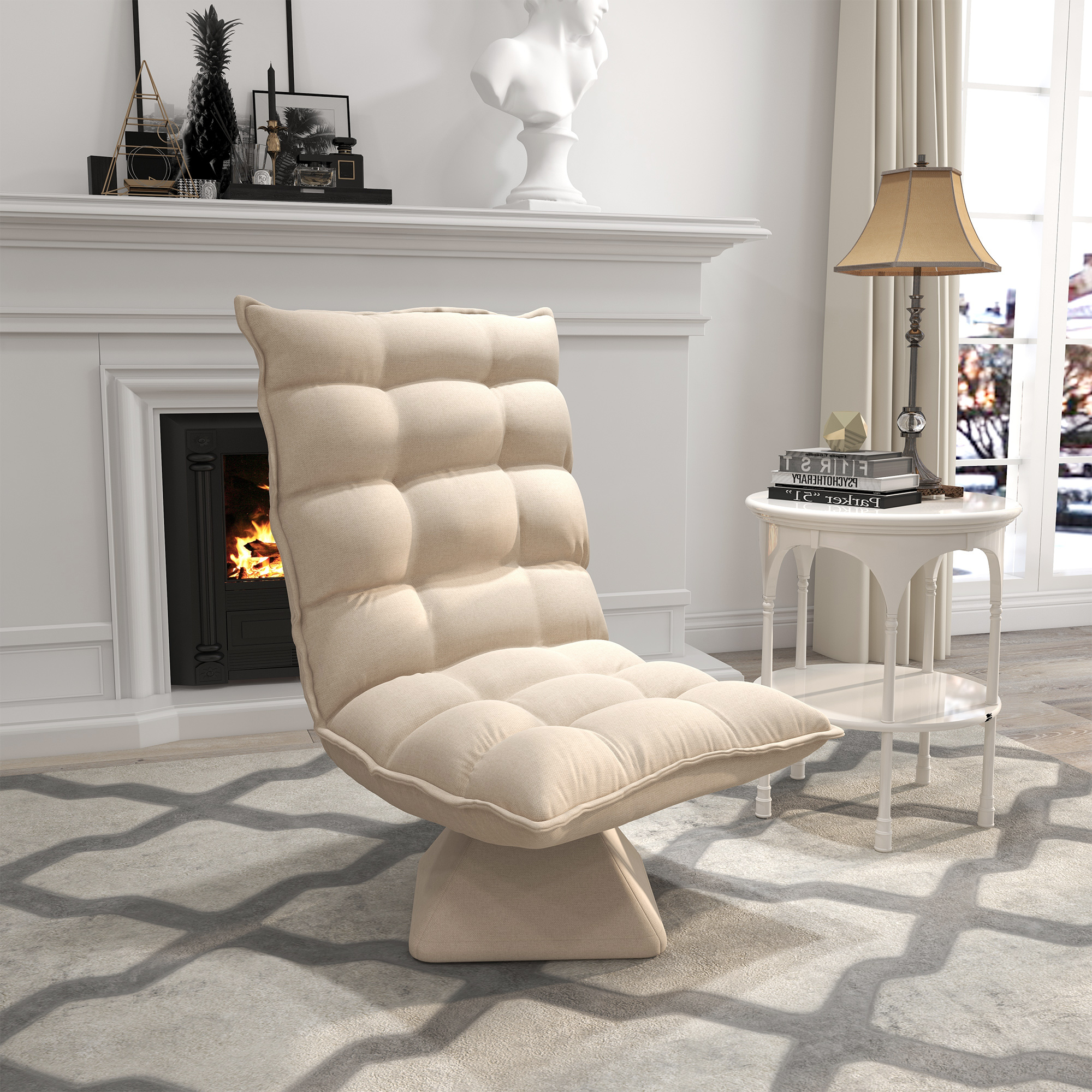 Relaxsessel Lesesessel, drehbar, Leinenoptik, 62 cm x 70 cm x 95 cm, Beige