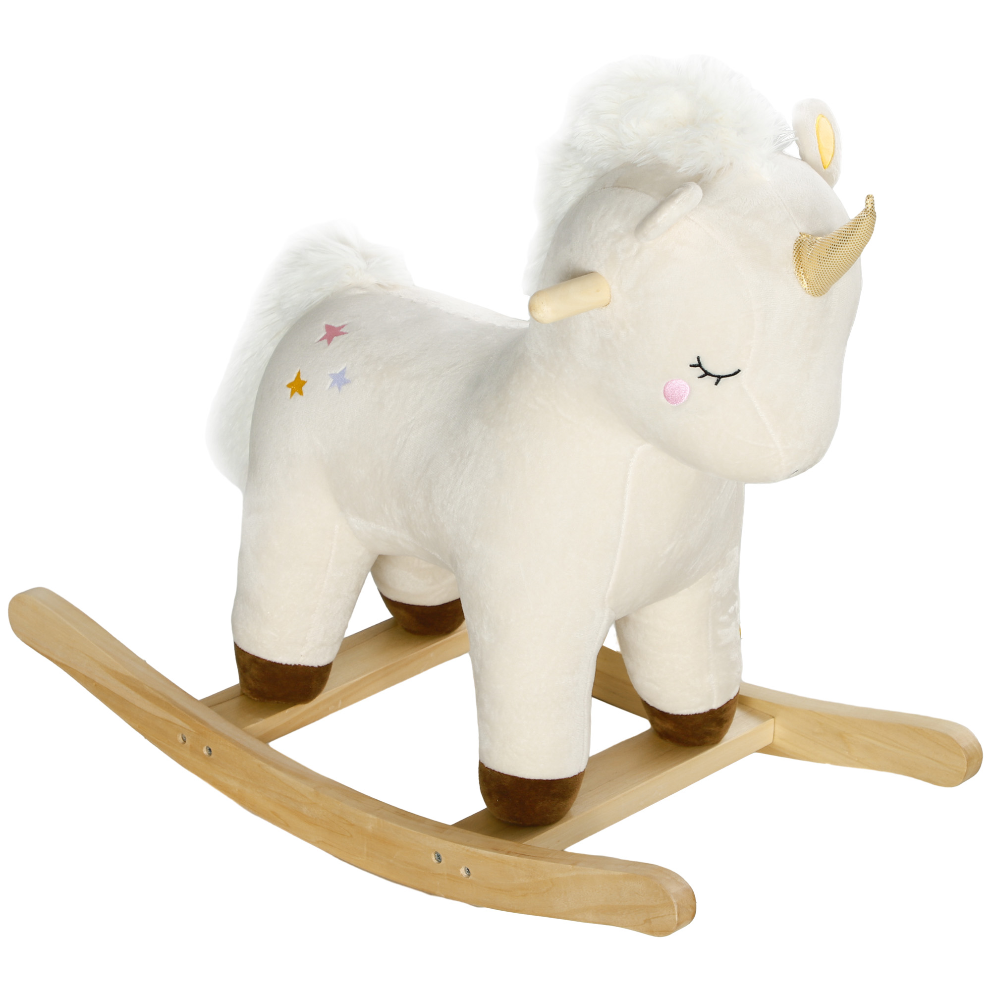 Schaukelpferd im Einhorn-Design, mit Soundeffekten, weicher Sitz, für Kinder im Alter von 2-4 Jahren, Weiß