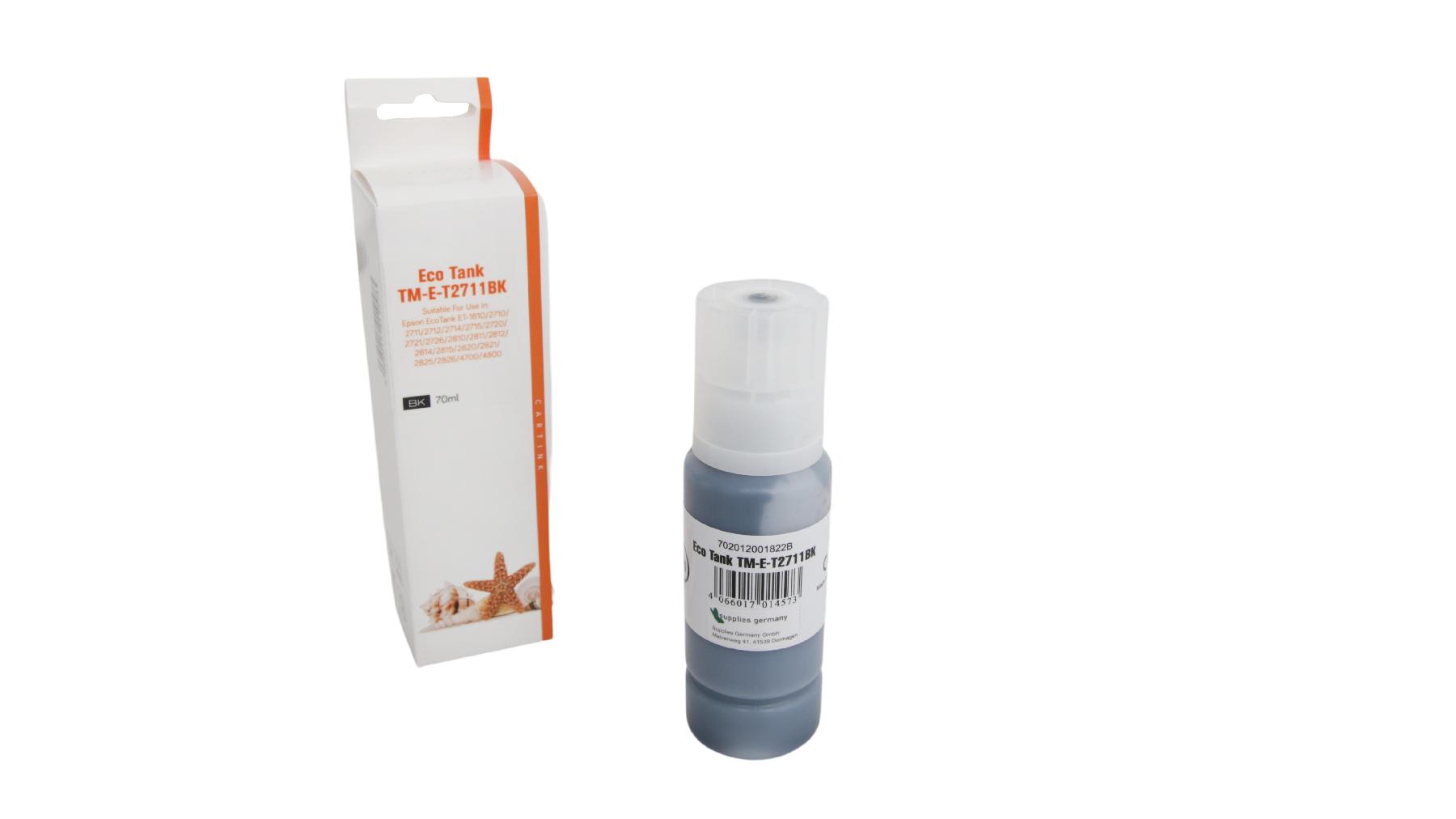 T2711schwarz Eco Tank Nachfüllflasche schwarz für Epson / C13T00P140 / 70ml T2711schwarz Eco Tank Nachfüllflasche schwarz für Epson / C13T00P140 / 70ml