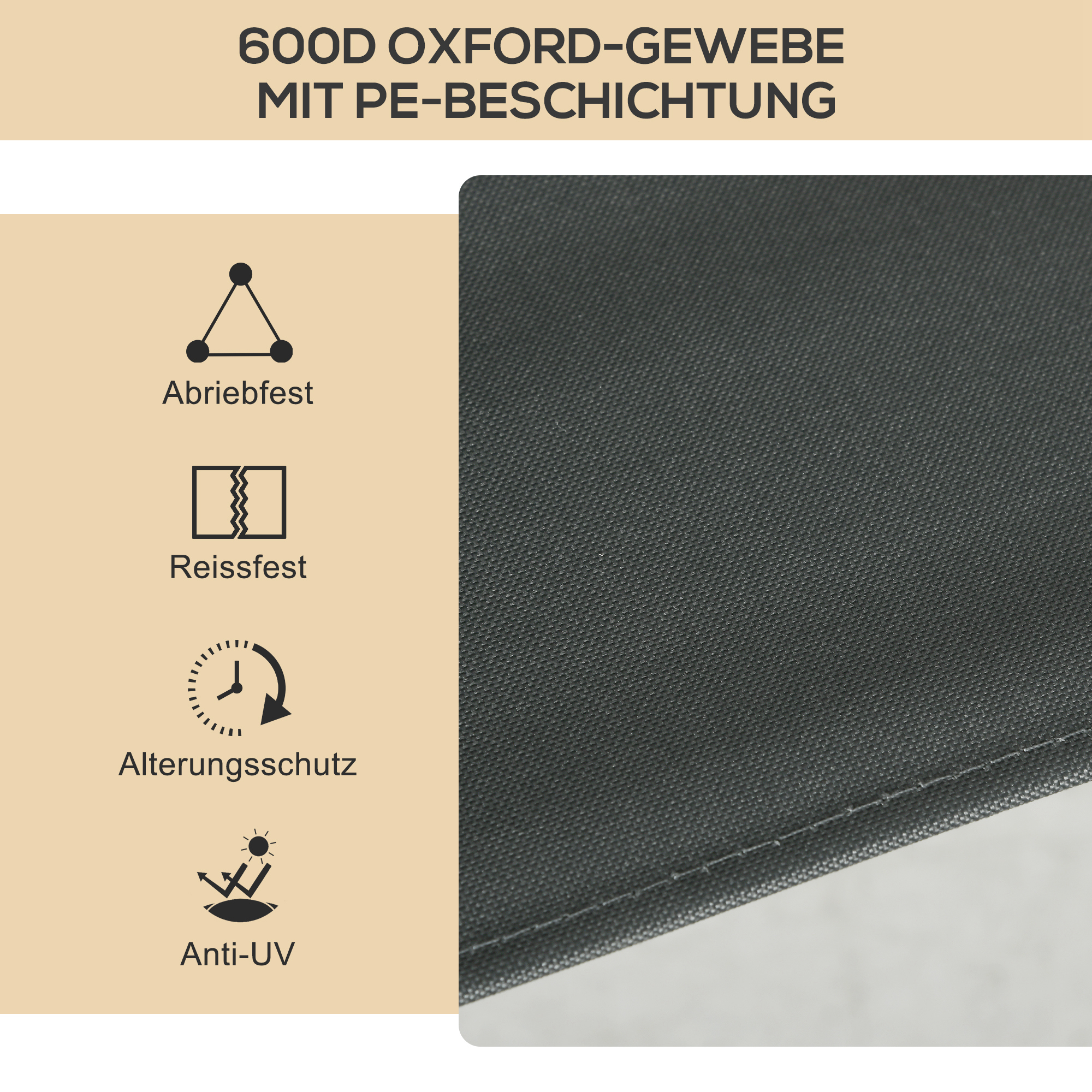 Campingstühle, 2 x Strandstuhl, faltbar, Stahl, Holzoptik, Dunkelgrau