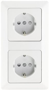MILOS Set 2 Steckdosen + 2-fach Rahmen, 250V~/ 16A, Steckanschluss, Matt-weiß